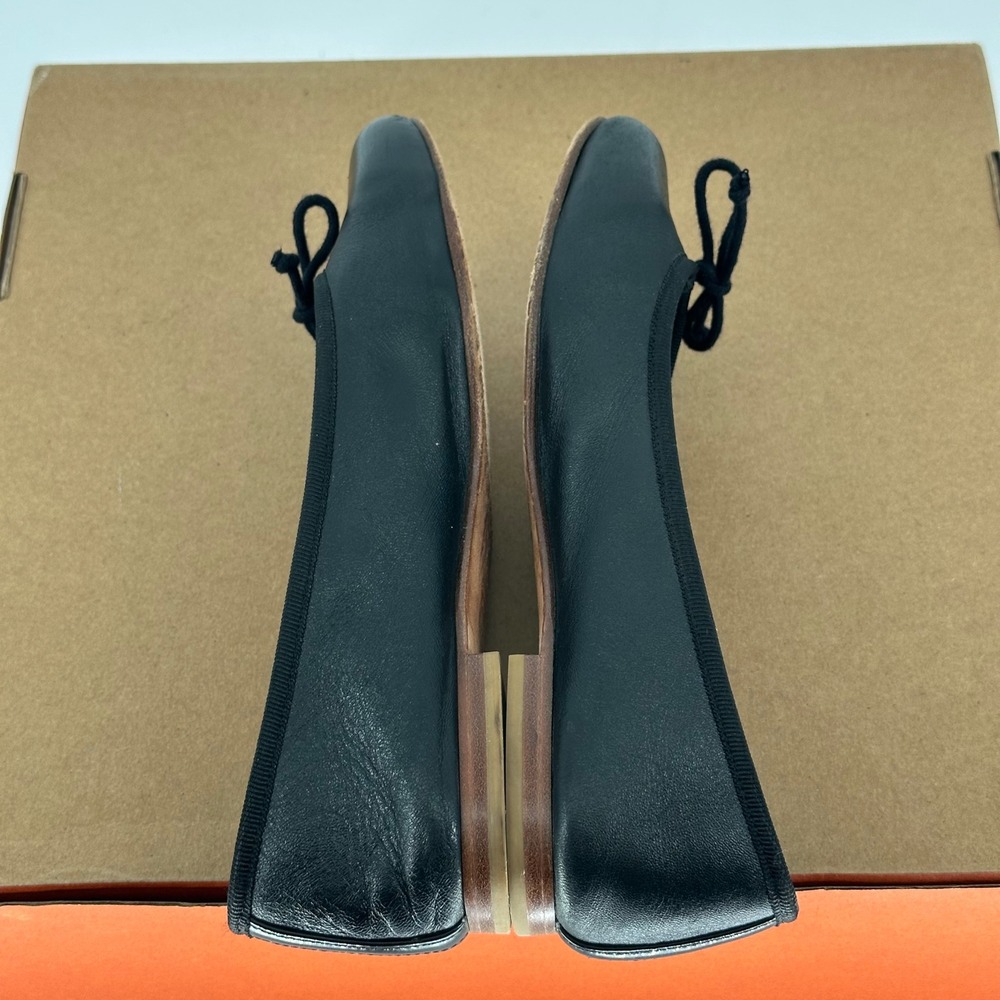 Margaux The Demi Black Nappa Leather Classic Chic Bow Ballet Flat Women's 37 N - Picture 10 of 10